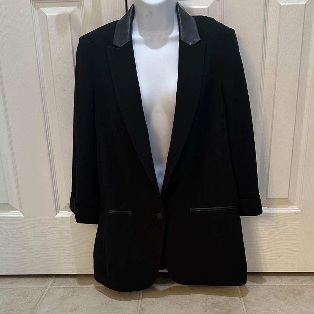 Express Black Blazer with Leather Details
